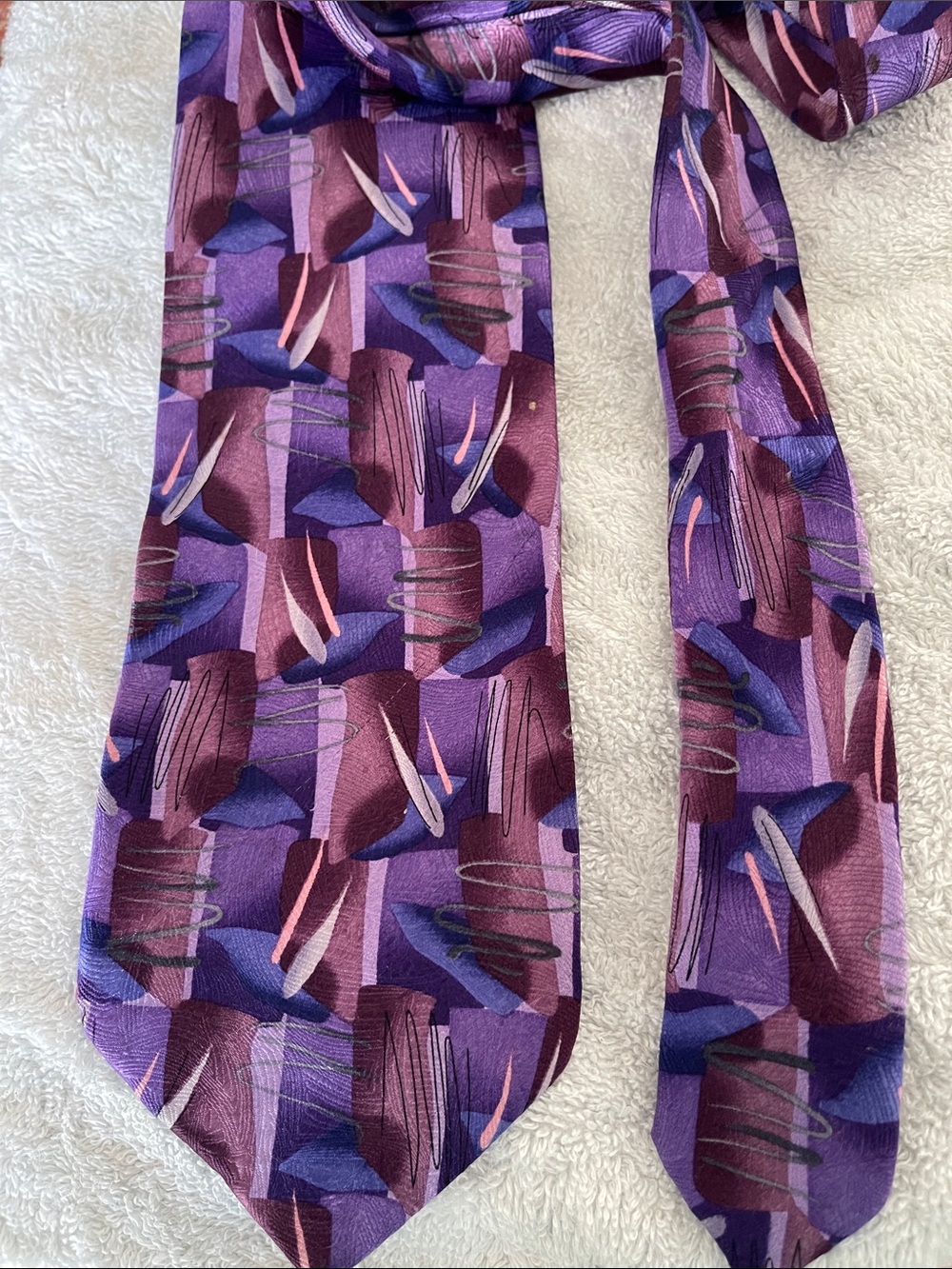 J Garcia Purple Abstract Pattern Men's Silk Tie